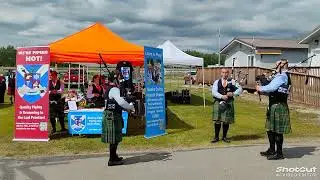 Bagpipe Players at The Scottish Highland Games  (Wide & Extended)