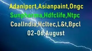 Adaniports, Asianpaint, Bpcl, , Hcl, L&T, Ntpc, Ongc, Sunpharma, Hdfclife, CoalIndia, 2-6 August.