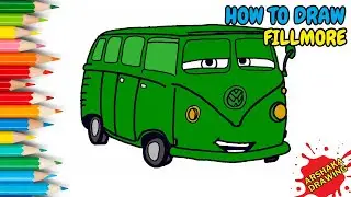 How to Draw Fillmore from Pixar Cars Easy | Lightning McQueen | Arshaka Drawing