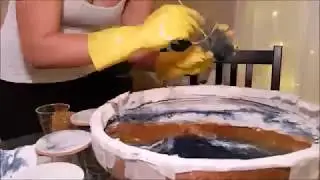 Resin Art Process on Rustic Wood Tray