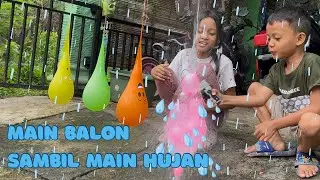 BERMAIN BALON AIR DAN MAIN HUJAN | BELAJAR WARNA | BERNYANYI FINGER FAMILY SONG NURSERY RHYMES