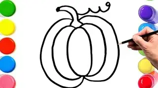 How To Draw cute pumpkin Drawing, Painting & Coloring For Kids and Toddlers_ Child Art 🐋🌈