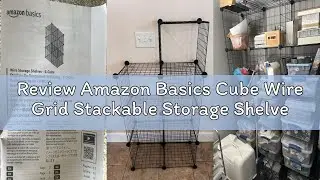 Review Amazon Basics Cube Wire Grid Stackable Storage Shelves, 6-Cube, 12.6