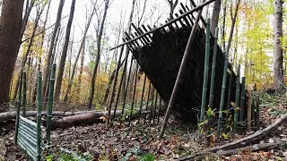 Bushcraft Lean-to With Bamboo Heat Deflector.