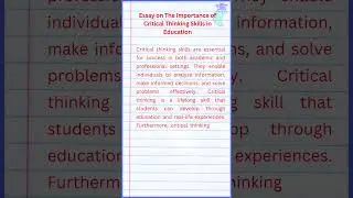 Essay on The Importance of Critical Thinking Skills in Education