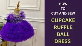 How To Cut And Sew Cupcake Ruffle Ball Dress|| Attach Zip and Finishing #ruffleballgown