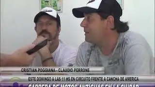 E847 NOTA CRISTIAN POGGIANA   CLAUDIO PERRONE   CARRERA DE MOTOS ANTIGUAS EN LA CIUDAD