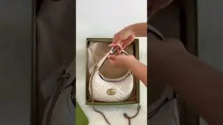 Unboxing Gucci | GG Marmont Half Moon Shaped Mini Bag🤍✨#unboxing #shopping #guccibag #white #bag
