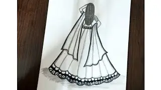How to Draw a Girl with Lehenga | drawing girl | How to draw a Girl with Beautiful Traditional dress