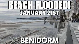 Benidorm Levante Beach FLOODED By Storm Harry! 😨┃January 21st
