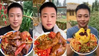 Yummy #108 Eat Meat 🍖🥓🫑🌶️🦑🍲, chicken 🍗🍗, Shrimp 🦐🦐.. #mukbang #eatingshow #delicious