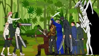 Chainsaw Man, Power, Makima VS Darkness Devil, Katana Man, Zombie Mario - Drawing Cartoon2.