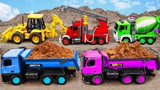 Excavator, Cranes, and Rescue Vehicles - The Story: Construction Site Rescue Team! SaCo Toys