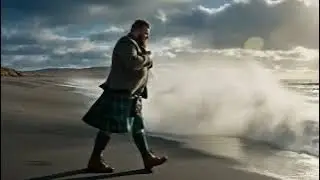 Scotsman Walking Wearing Kilt On West Voe Beach On Winter History Visit To Shetland Islands Scotland