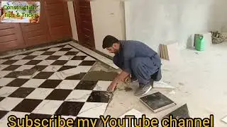 how to black and white tile install | black and white tile floor design easily process