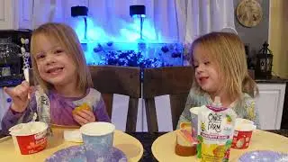 Twins try cottage cheese and peaches