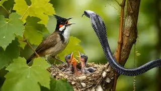 Red-Whiskered Bulbul Feeding Chicks 🐦 | Heartwarming Baby Bird Moments Compilation