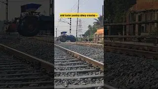 mini tractor passing railway crossing🚧