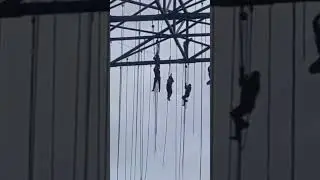 Workers hang hundreds of feet up in the air as building collapses #saopaulo #news #scary