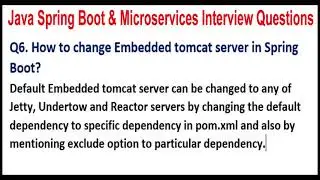 Java Spring Boot & Microservices | Q6. How to change Embedded tomcat server in Spring Boot?