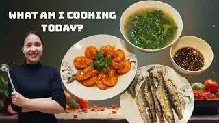 Simple Home-Cooked Meal | Caramelized Shrimp, Chrysanthemum Greens Soup & Fried Fish