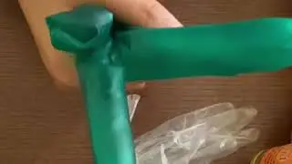 [ASMR] gloves with oil {dish gloves, sticky gloves, layering, ripping} time stamps below