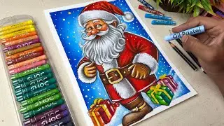 How to Draw Santa Claus Drawing 🎅, Christmas Drawing, Oil Pastel Drawing Tutorial 