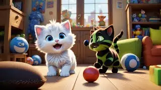 Four Little Kittens Chase a Mouse | Kitten Song for Kids | Counting Rhyme and Animal Fun