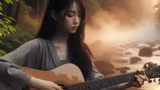 Serenade of Solitude: A Woman's Heartfelt Acoustic Guitar Journey Through Nature's Embrace