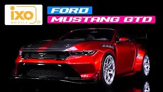 2025 Ford Mustang GTD Dark Red Metallic with Carbon Stripes 1/18 Diecast Model Car by IXO Models