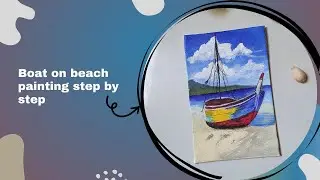Beach Boat Painting | Easy Acrylic Beach Scenery Tutorial for Beginners