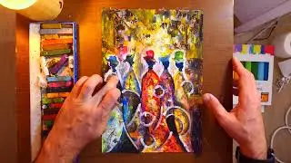 Human Figure Abstract Painting In Oil Pastel | People Abstract | Colorful Art