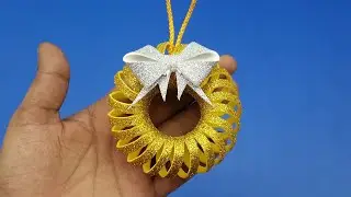 Christmas Mini Wreath Making with Eva Glitter Foam | Christmas Tree Ornaments | DIY Christmas Wreath