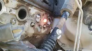 exhaust manifold bolt broken off in head removal with mig welder part 1