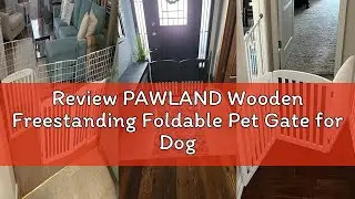 Review PAWLAND Wooden Freestanding Foldable Pet Gate for Dogs, 24 inch 3 Panels Step Over Fence, Dog