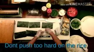 How to put rice on seaweed