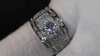 Iced out ring, diamond ring, mens wedding ring, womens big ring, mens diamond hip hop ring