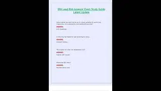 EPA Lead Risk Assessor Exam Study Guide Latest Update 2024 25 with Complete Solution