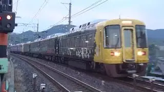 南海電車31000系黒こうや+30000系紫こうや8両編成の特急りんかんなんば行き　美加の台～三日市町間を走行