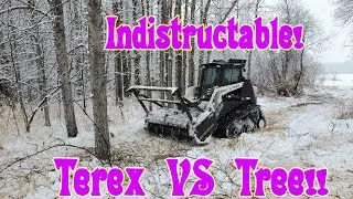 Badass Terex PT80 with Mulcher in deep snow kicking butt!