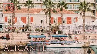 Summer Mediterranean Coastal City Ambience of Alicante Spain - 4K City Walk