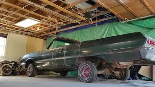 1963 Impala lowrider build getting HiLow 3 pump hydro install