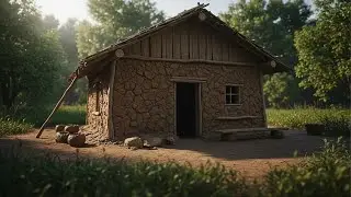 I Built a Primitive House Using Only Mud and Wood