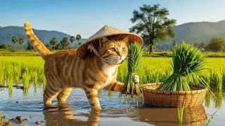 Farmer Cat Life Story | A Hardworking Cat’s Journey in the Village Fields 🐱🌾