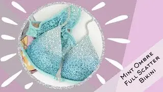 Vicky Ross Fit Competition Suit | Mint Ombre Diamond Crystal Bikini