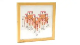 Geschenk zur Hochzeit, HERZ aus GELD als Bild verschenken, Anleitung