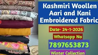 Kani Jamawar and Aari Embroidered Woollen Kashmiri Suit Fabric | Winter Collection | Dhaagaa 