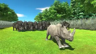 Escape from the group of woolly rhinos in the dangerous jungle - Animal Revolt Battle Simulator