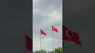 Turkish Airlines and Turkish Flags Wave Together