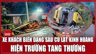 TRƯA 17/1: Kinh hoàng xe khách lao xuống cống biến dạng ở Sơn La, 4 người tử vong tại chỗ